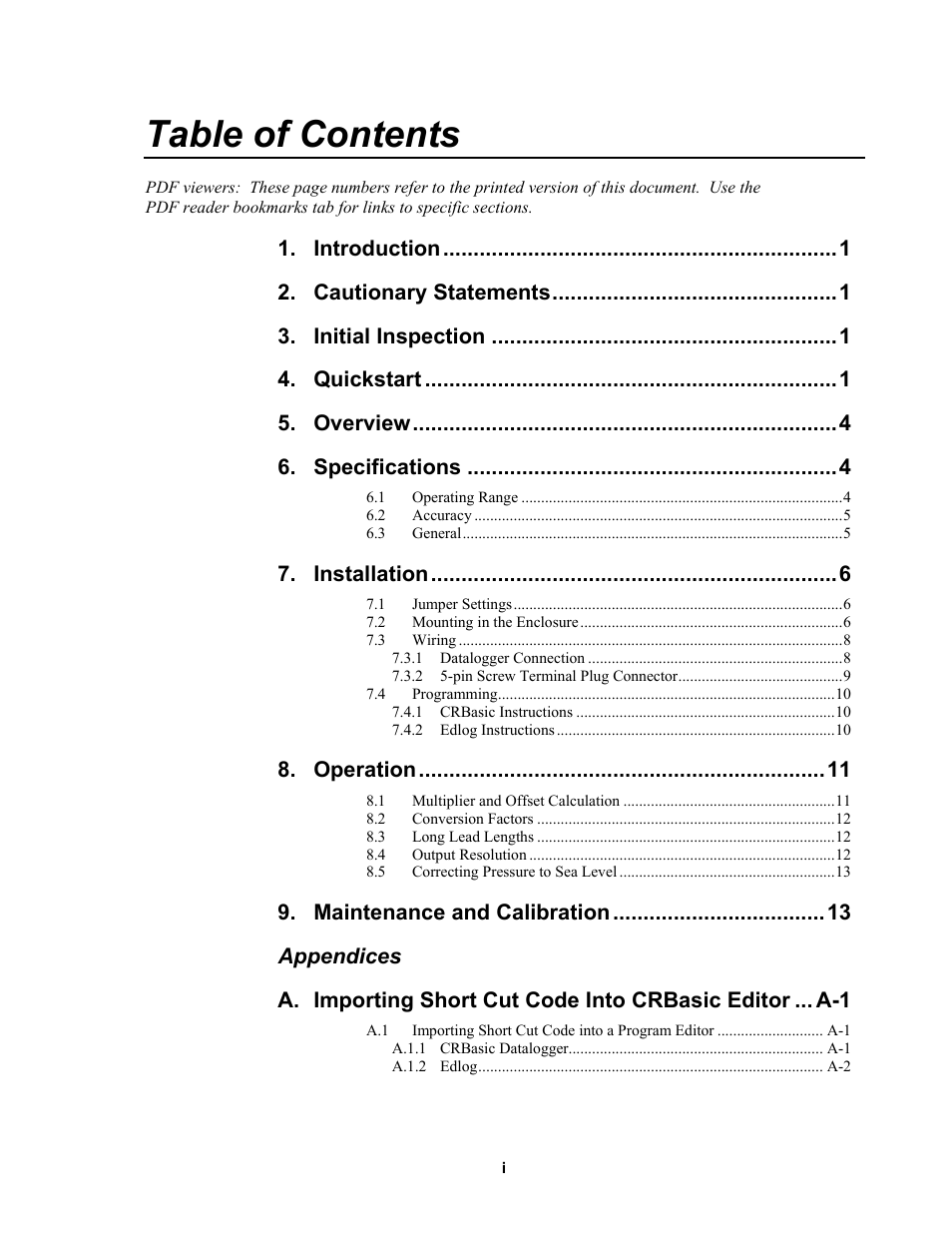 Campbell Scientific CS106 Barometer User Manual | Page 7 / 30