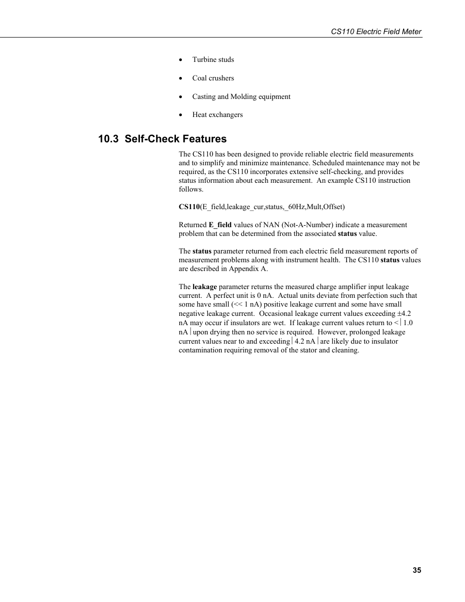 3 self-check features | Campbell Scientific CS110 Electric Field Meter User Manual | Page 43 / 88