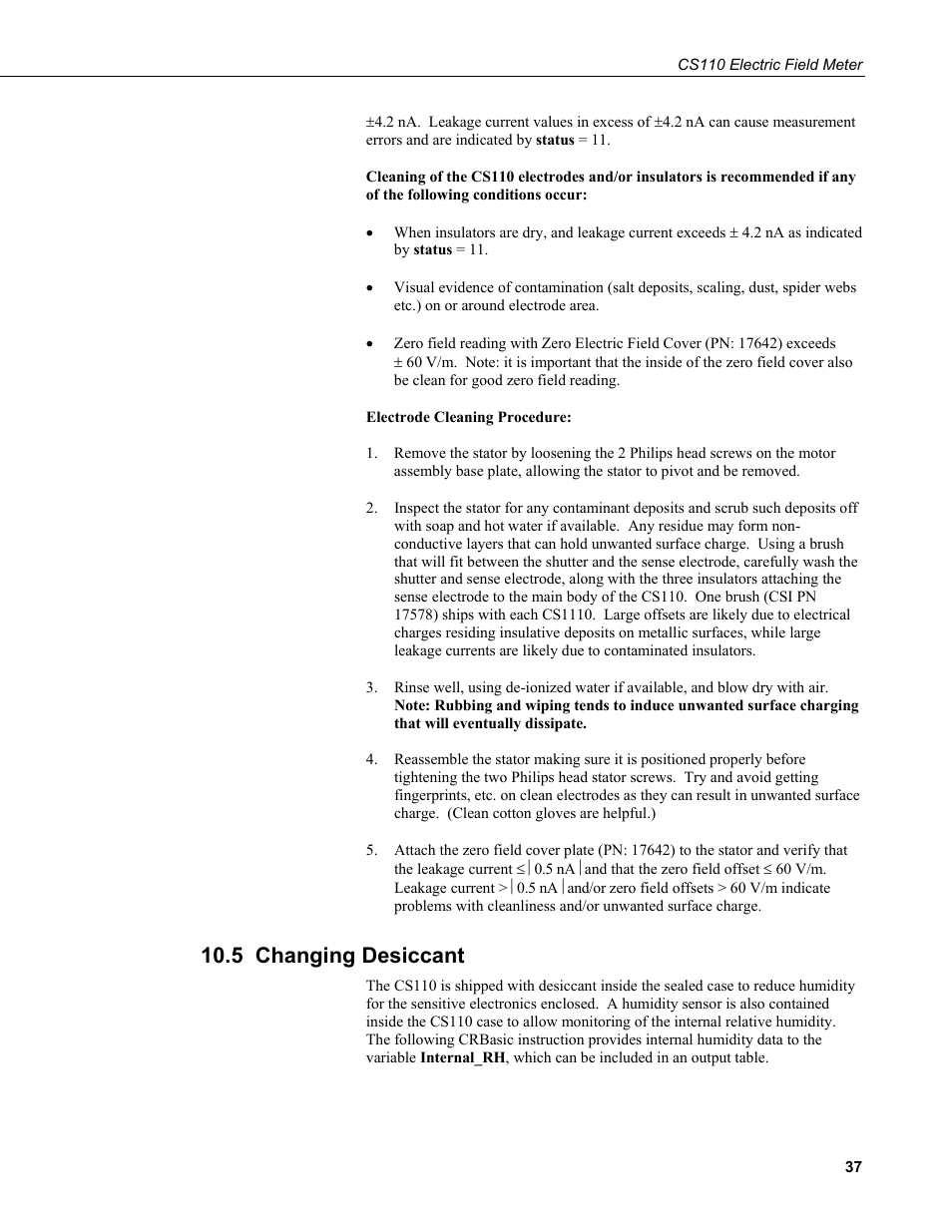 5 changing desiccant | Campbell Scientific CS110 Electric Field Meter User Manual | Page 45 / 88