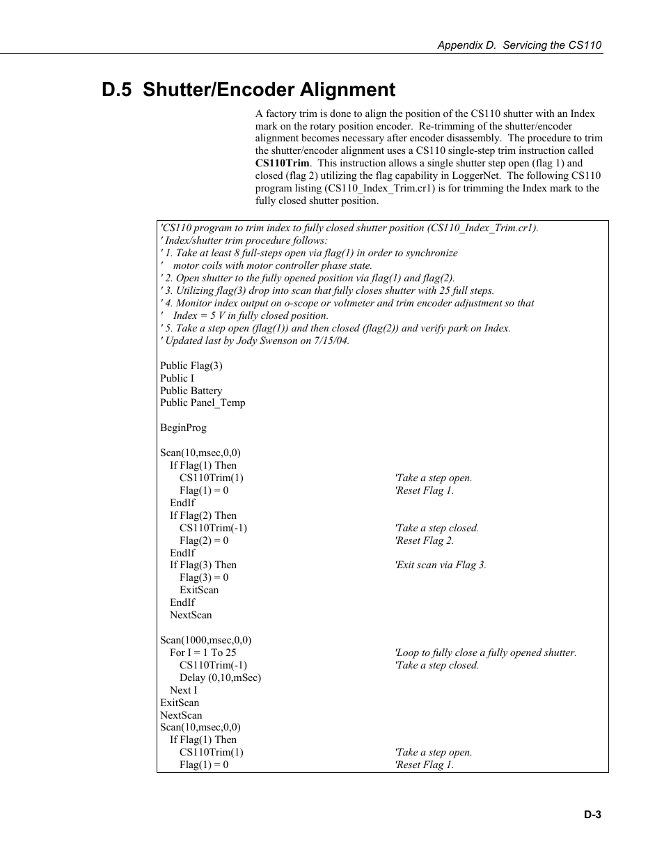 D.5 shutter/encoder alignment | Campbell Scientific CS110 Electric Field Meter User Manual | Page 59 / 88