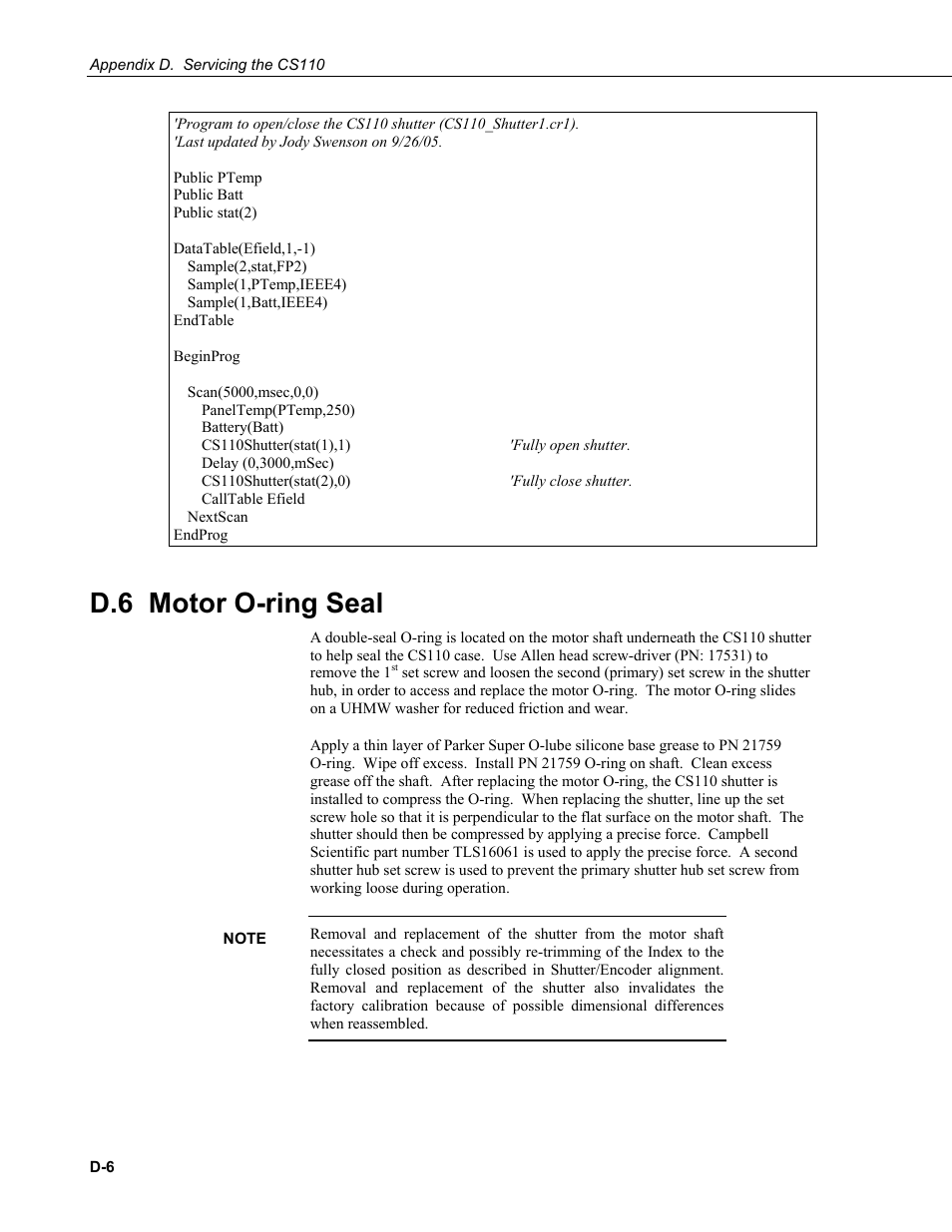 D.6 motor o-ring seal | Campbell Scientific CS110 Electric Field Meter User Manual | Page 62 / 88