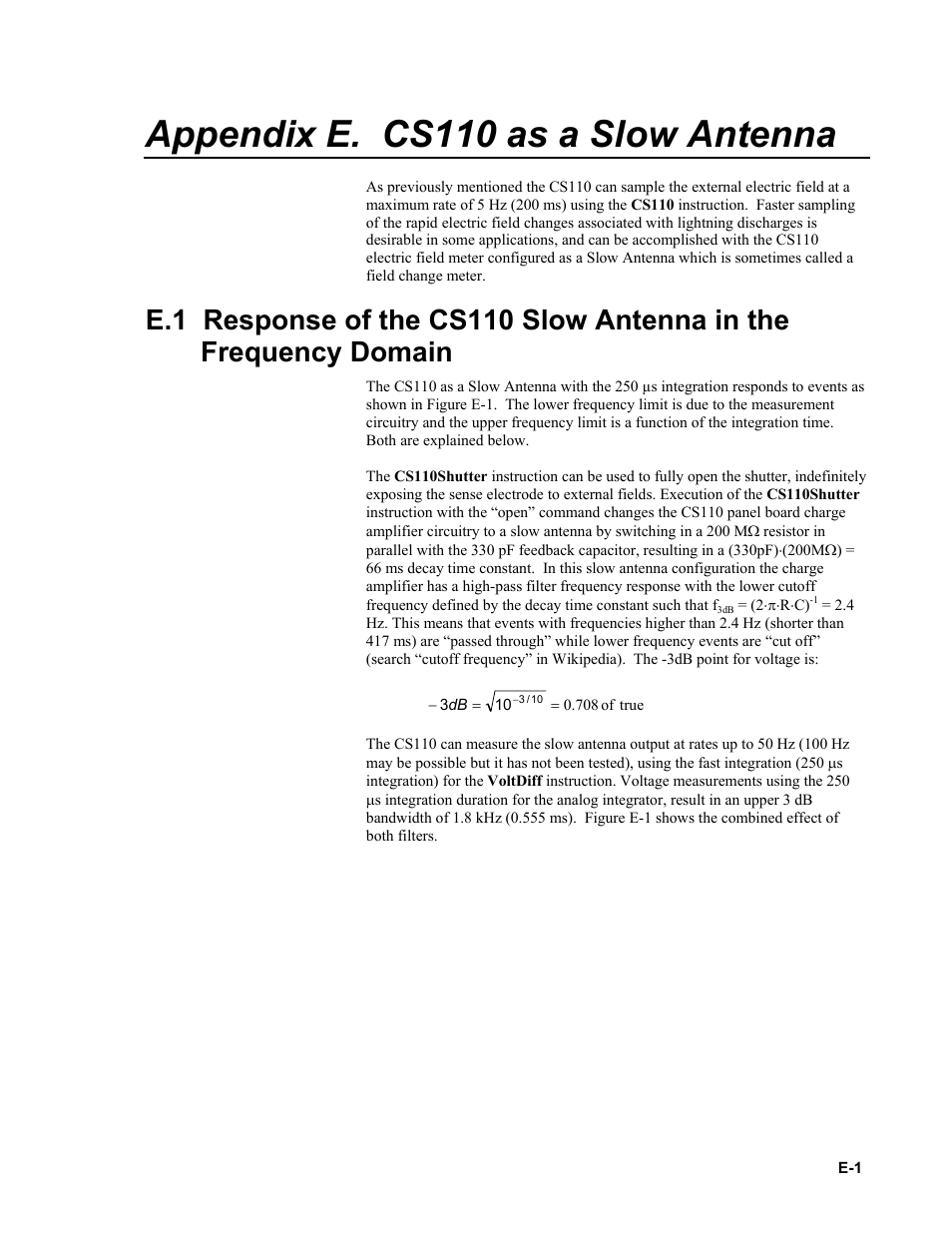 Appendix e. cs110 as a slow antenna | Campbell Scientific CS110 Electric Field Meter User Manual | Page 63 / 88