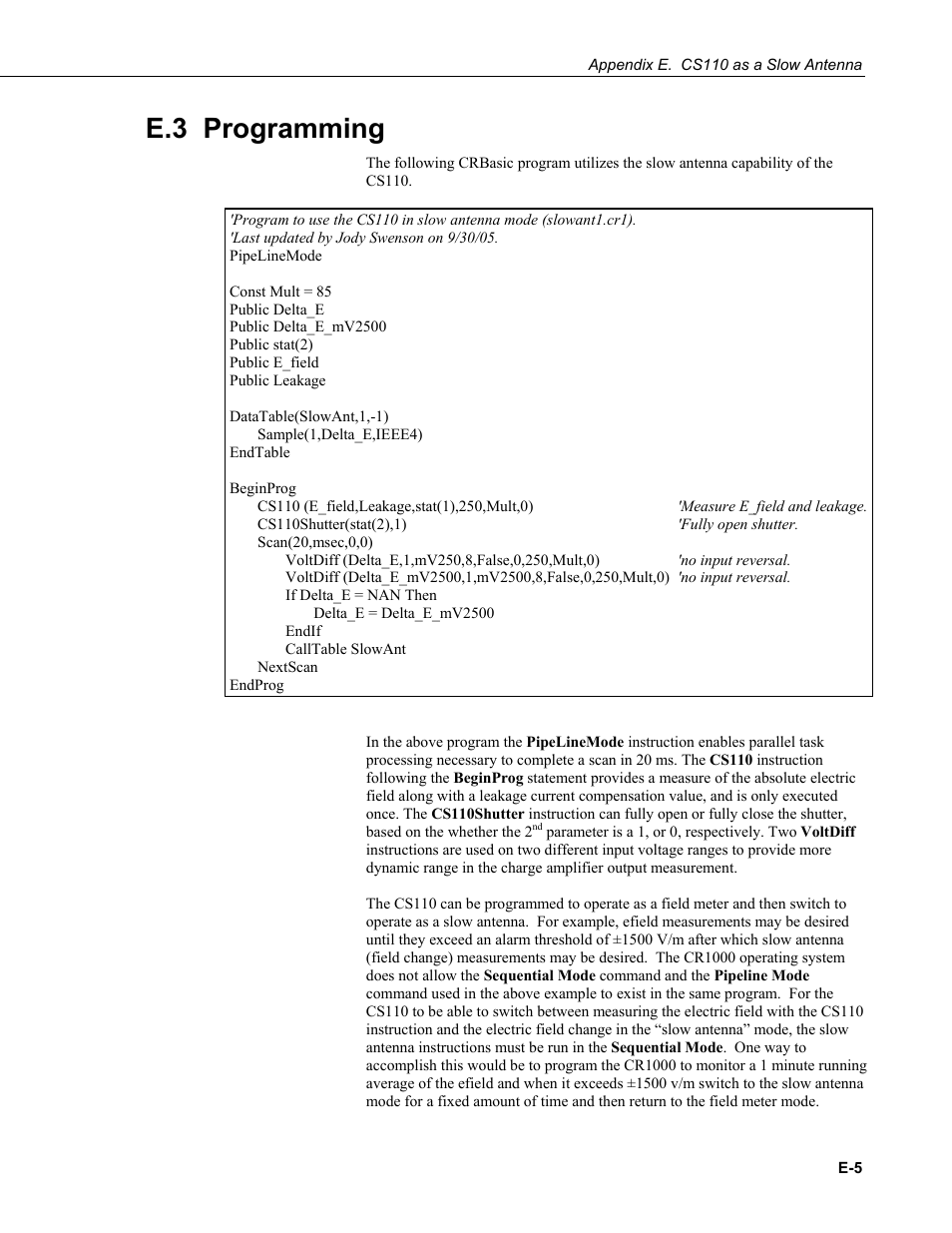 E.3 programming | Campbell Scientific CS110 Electric Field Meter User Manual | Page 67 / 88