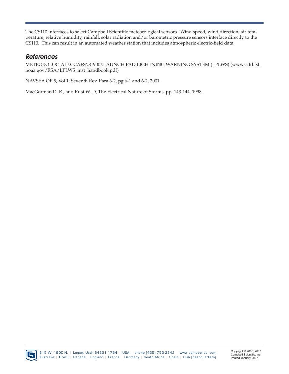 References | Campbell Scientific CS110 Overview User Manual | Page 6 / 6