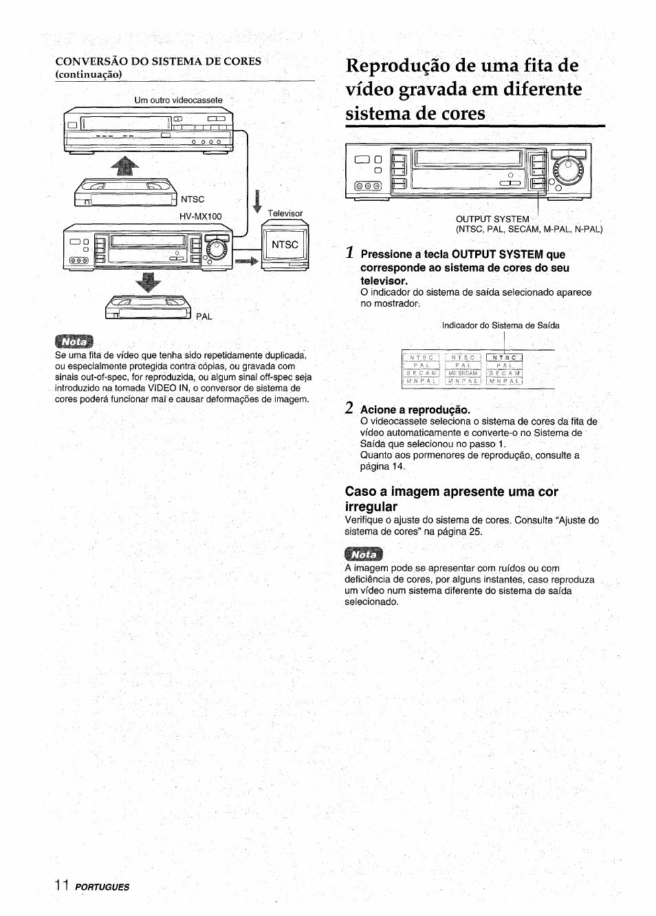 Z adone a reprodu^áo, Caso a imagem apresente urna cor irregular, I - i | Aiwa HV-MX100U User Manual | Page 108 / 132