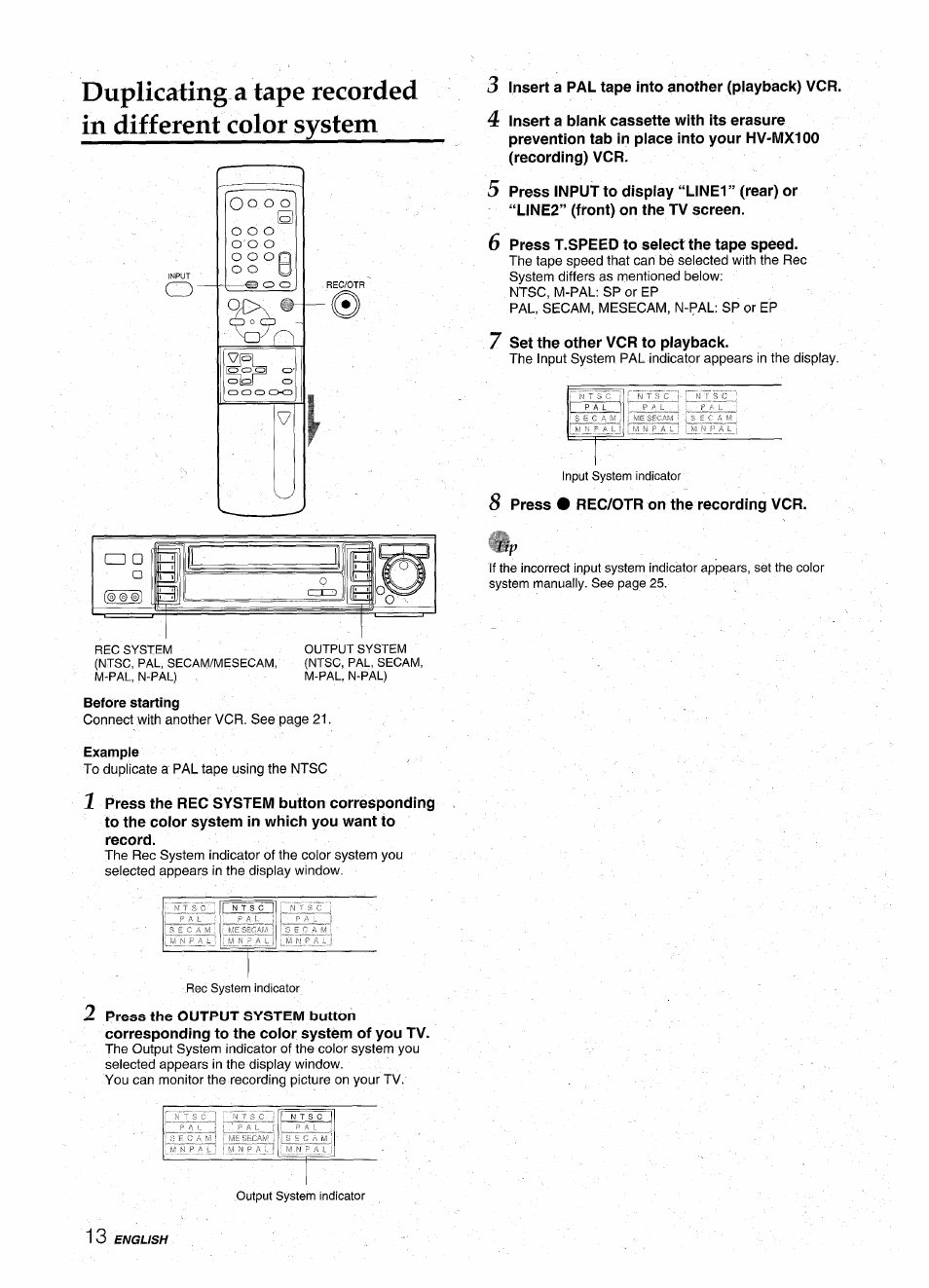 Before starting, Example | Aiwa HV-MX100U User Manual | Page 14 / 132