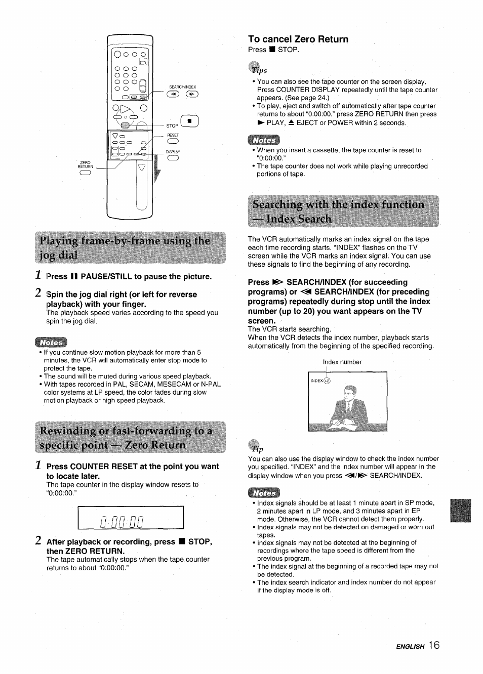 Searching with the index function — index search | Aiwa HV-MX100U User Manual | Page 17 / 132