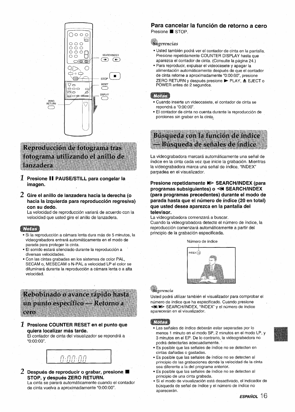Para cancelar la función de retorno a cero | Aiwa HV-MX100U User Manual | Page 49 / 132