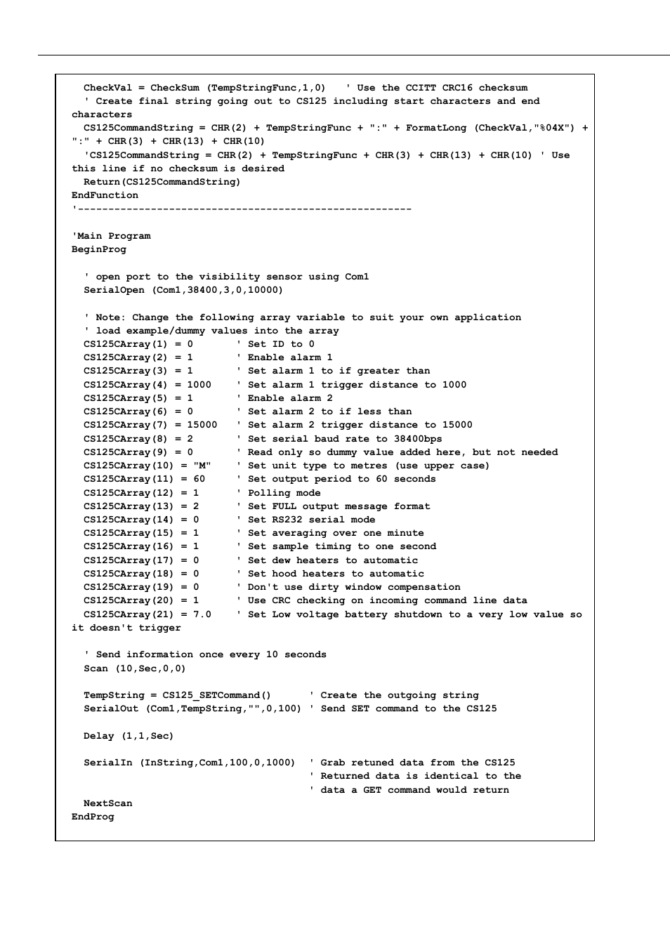 Campbell Scientific CS125 Present Weather Sensor User Manual | Page 60 / 66