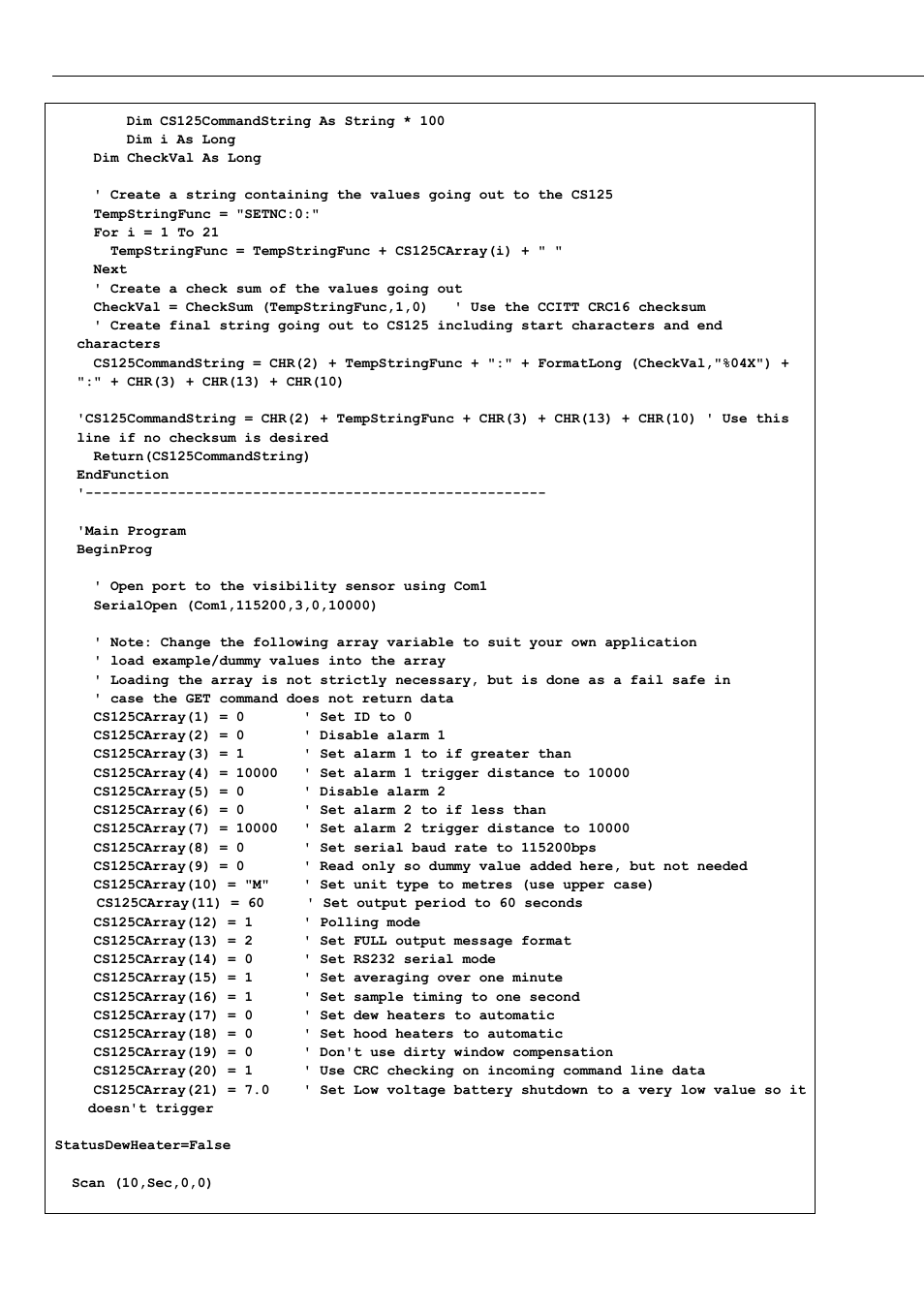 Campbell Scientific CS125 Present Weather Sensor User Manual | Page 62 / 66