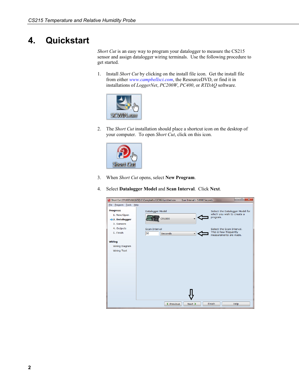 Quickstart | Campbell Scientific CS215 Temperature and Relative Humidity Probe User Manual | Page 12 / 44