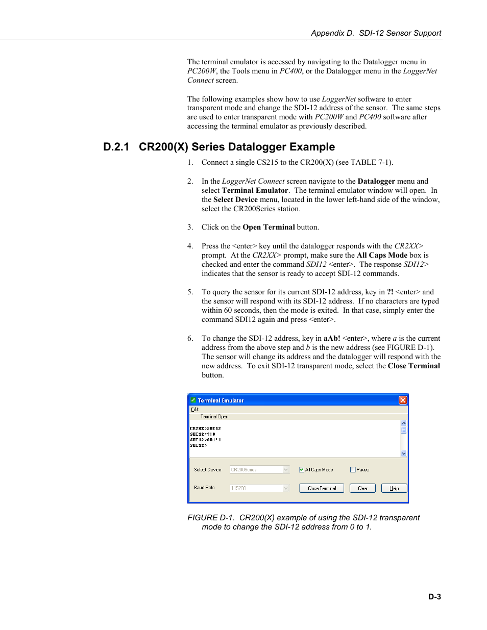 D.2.1 cr200(x) series datalogger example, D.2.1 | Campbell Scientific CS215 Temperature and Relative Humidity Probe User Manual | Page 39 / 44