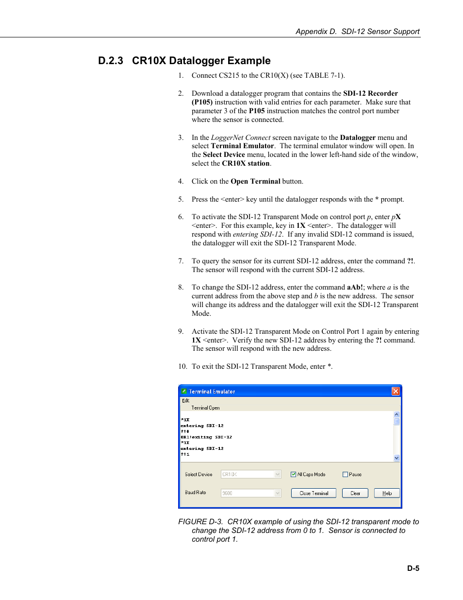 D.2.3 cr10x datalogger example, D.2.3 | Campbell Scientific CS215 Temperature and Relative Humidity Probe User Manual | Page 41 / 44