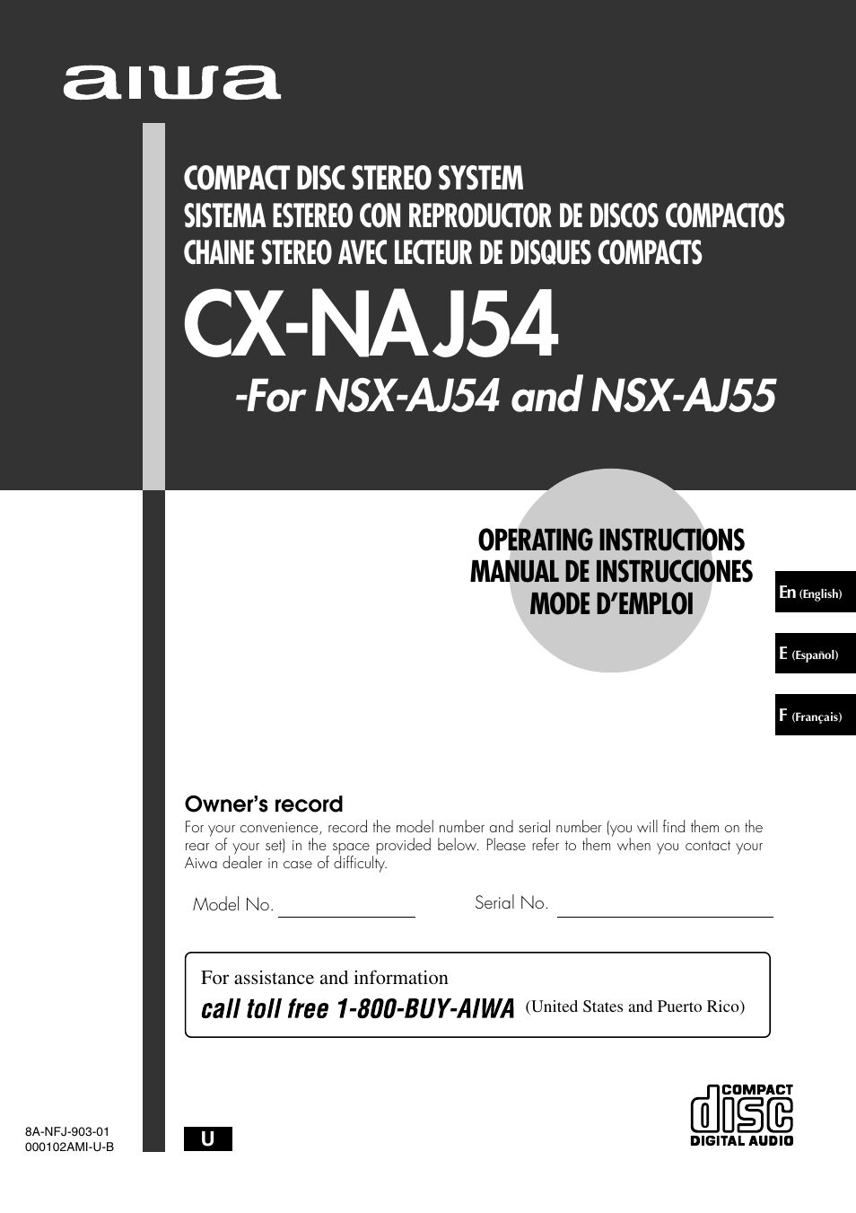 Aiwa CX-NAJ54 User Manual | 68 pages