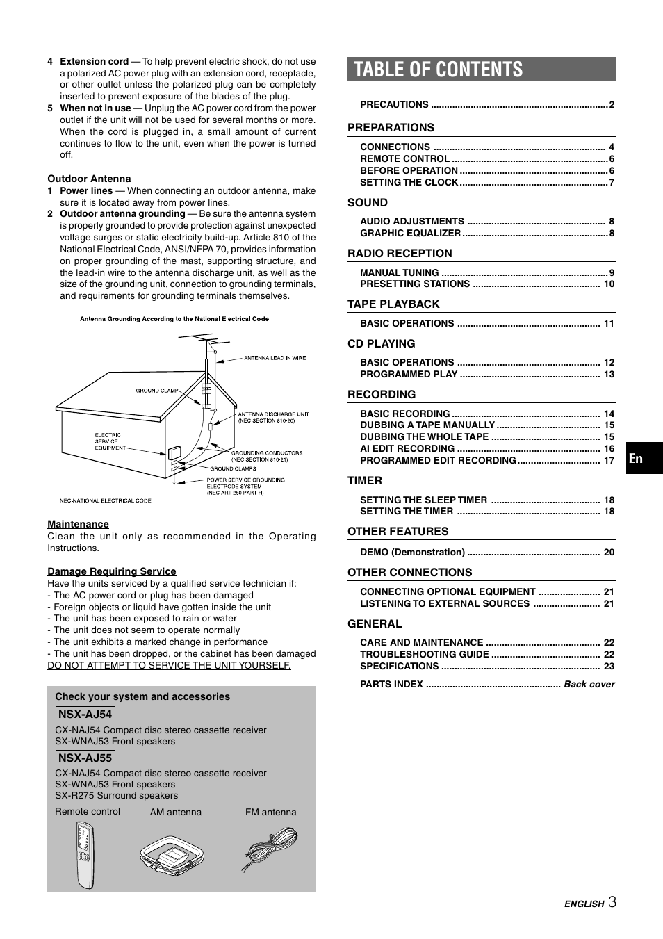 Aiwa CX-NAJ54 User Manual | Page 3 / 68