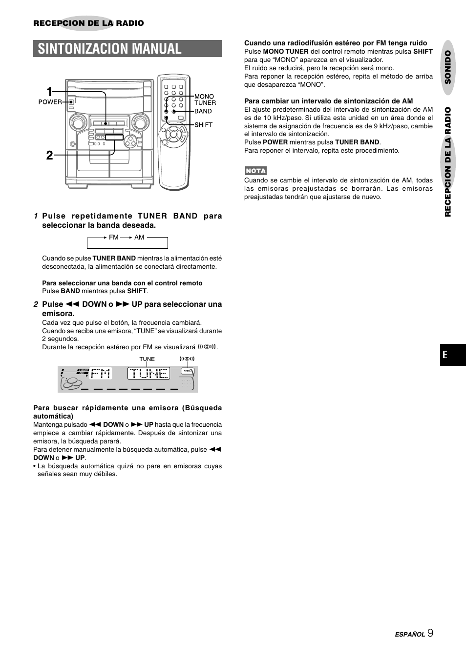 Sintonizacion manual | Aiwa CX-NAJ54 User Manual | Page 32 / 68
