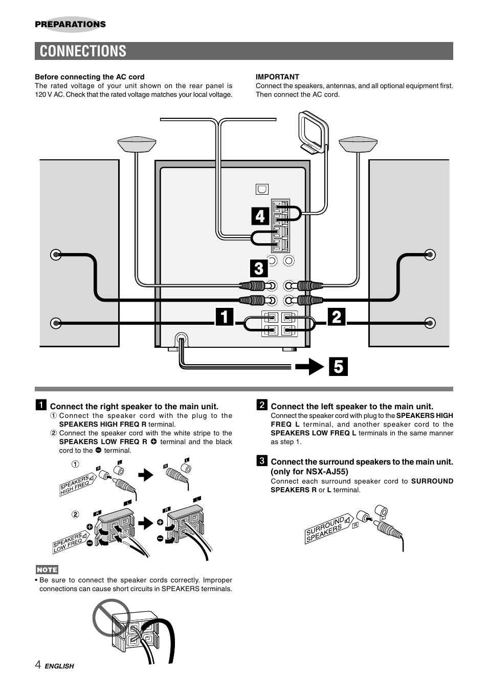 Connections | Aiwa CX-NAJ54 User Manual | Page 4 / 68