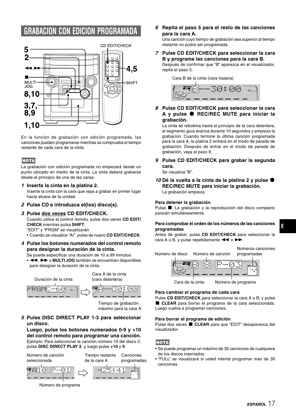 Grabacion con edicion programada | Aiwa CX-NAJ54 User Manual | Page 40 / 68
