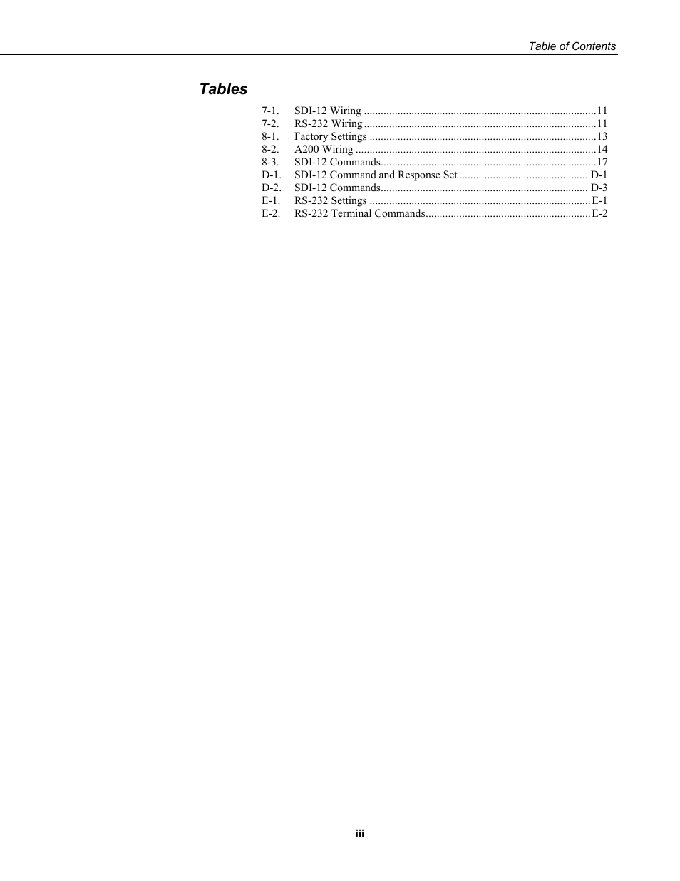 Tables | Campbell Scientific CS451/CS456 Pressure Transducer User Manual | Page 9 / 48
