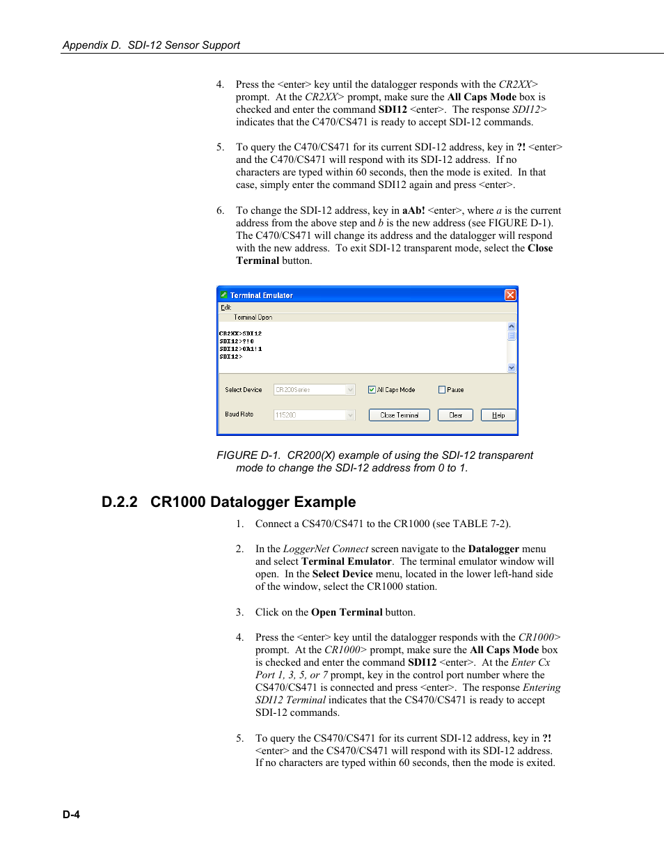 D.2.2 cr1000 datalogger example, D.2.2 | Campbell Scientific CS470/CS471 Compact Bubbler System User Manual | Page 40 / 46