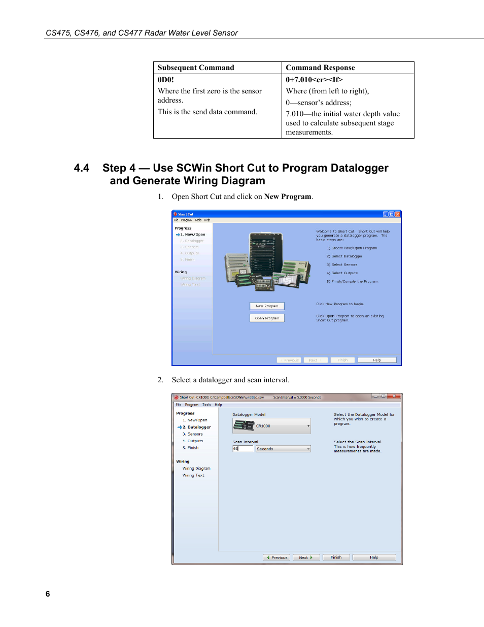 Generate wiring diagram | Campbell Scientific CS475, CS476, and CS477 Radar Water Level Sensor User Manual | Page 14 / 54