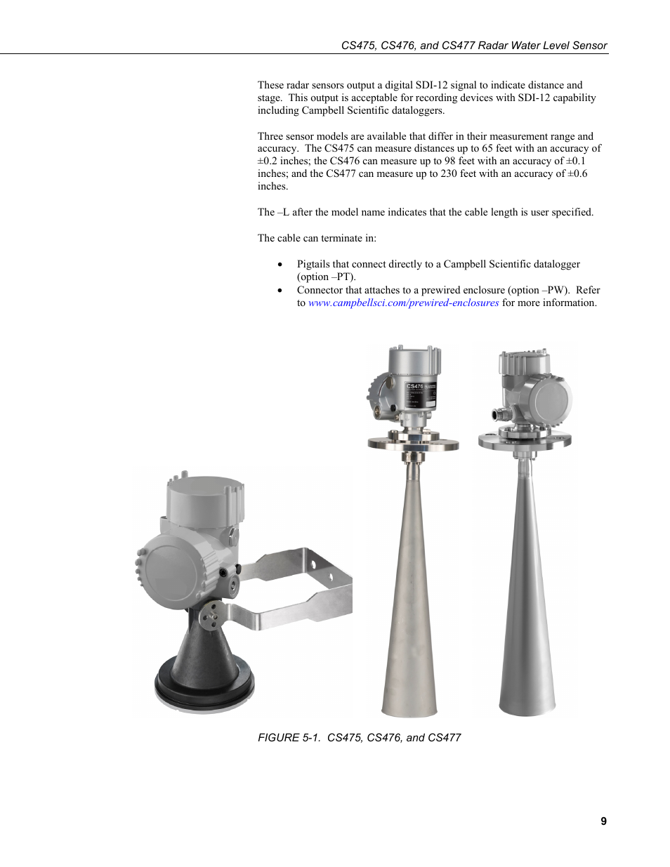 1. cs475, cs476, and cs477 | Campbell Scientific CS475, CS476, and CS477 Radar Water Level Sensor User Manual | Page 17 / 54