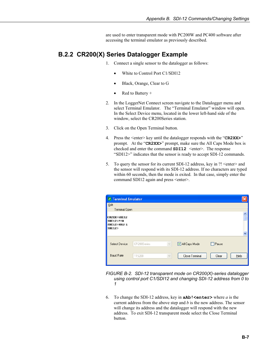B.2.2 cr200(x) series datalogger example | Campbell Scientific CS475, CS476, and CS477 Radar Water Level Sensor User Manual | Page 45 / 54