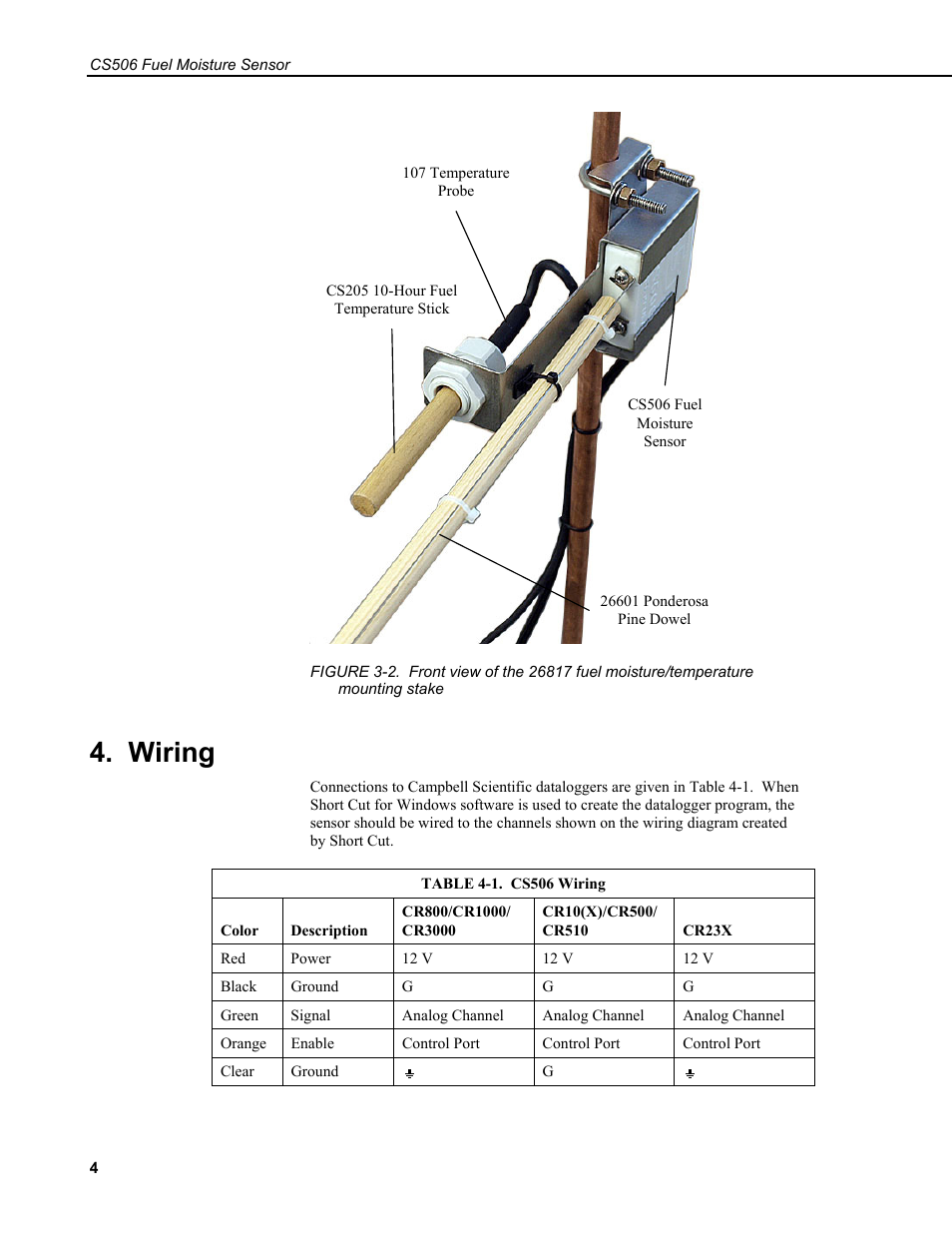 Wiring | Campbell Scientific CS506 Fuel Moisture Sensor User Manual | Page 10 / 16