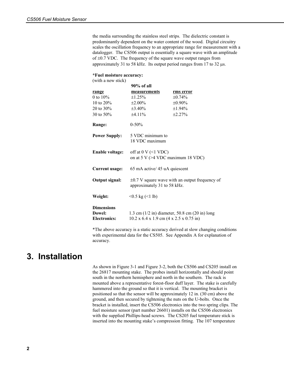 Installation | Campbell Scientific CS506 Fuel Moisture Sensor User Manual | Page 8 / 16
