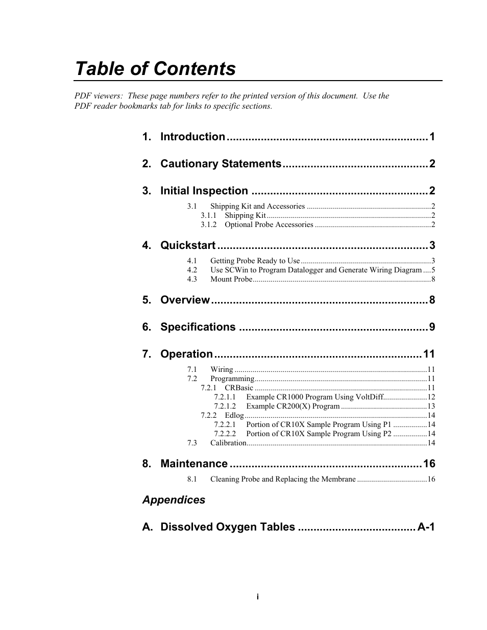 Campbell Scientific CS511 Dissolved Oxygen Probe User Manual | Page 5 / 38