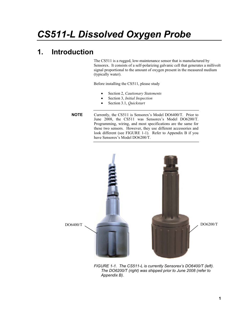 Introduction, Cs511-l dissolved oxygen probe | Campbell Scientific CS511 Dissolved Oxygen Probe User Manual | Page 7 / 38