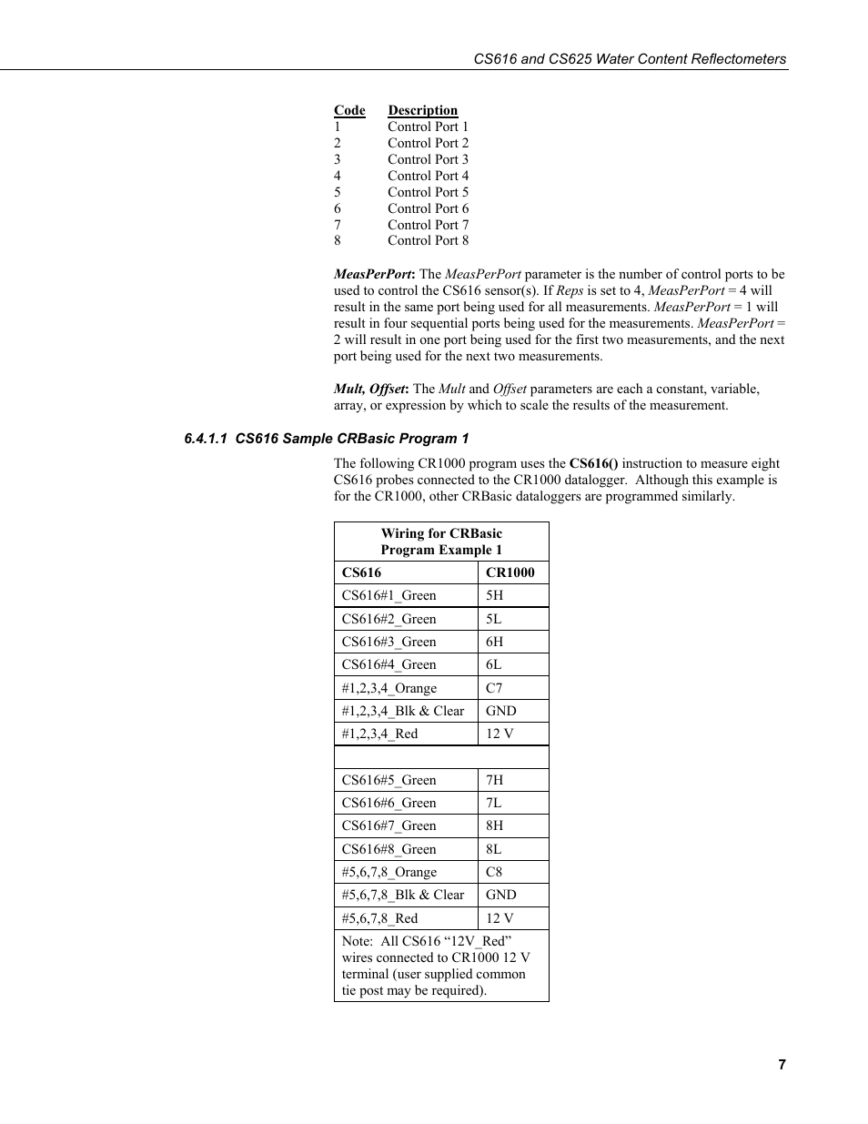1 cs616 sample crbasic program 1, Cs616 sample crbasic program 1 | Campbell Scientific CS616 and CS625 Water Content Reflectometers User Manual | Page 13 / 50