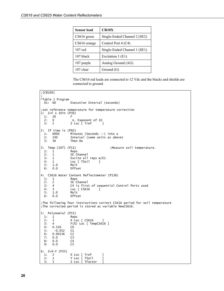 Campbell Scientific CS616 and CS625 Water Content Reflectometers User Manual | Page 26 / 50
