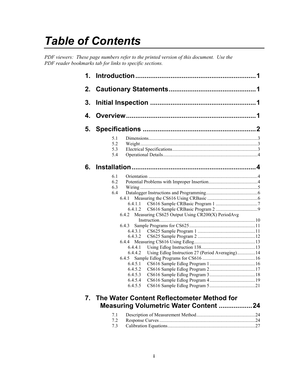 Campbell Scientific CS616 and CS625 Water Content Reflectometers User Manual | Page 5 / 50