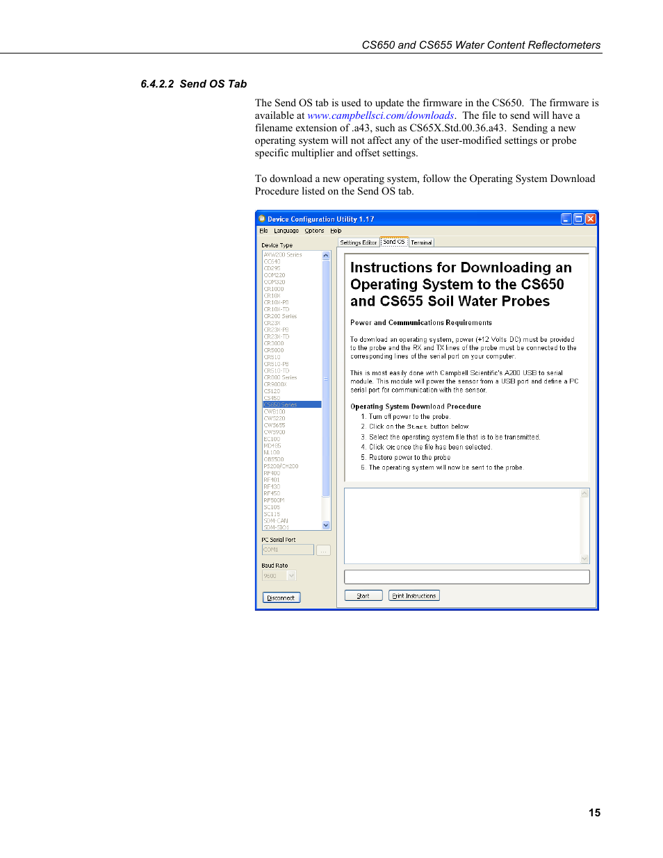 2 send os tab, Send os tab | Campbell Scientific CS650 and CS655 Water Content Reflectometers User Manual | Page 23 / 56