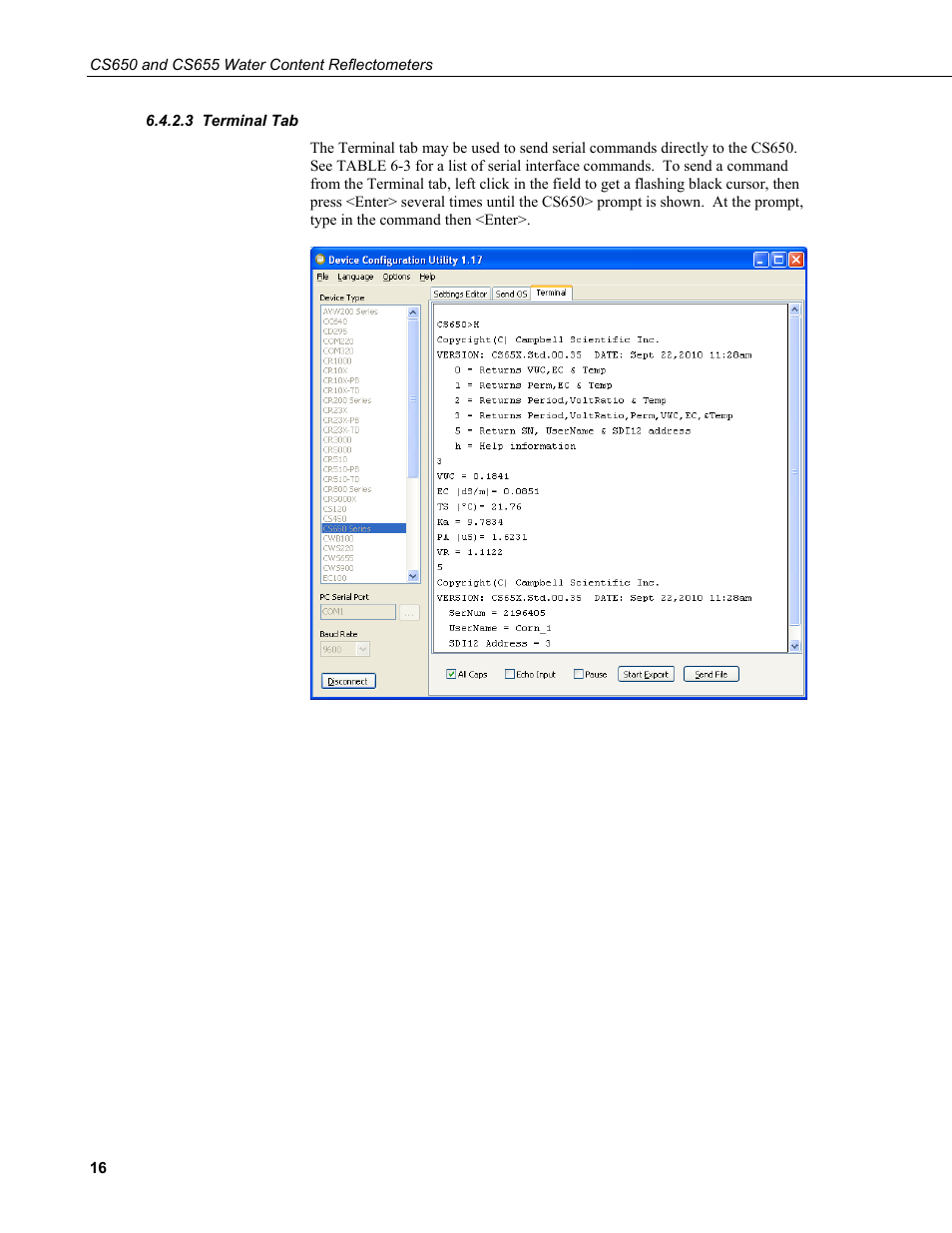3 terminal tab, Terminal tab | Campbell Scientific CS650 and CS655 Water Content Reflectometers User Manual | Page 24 / 56