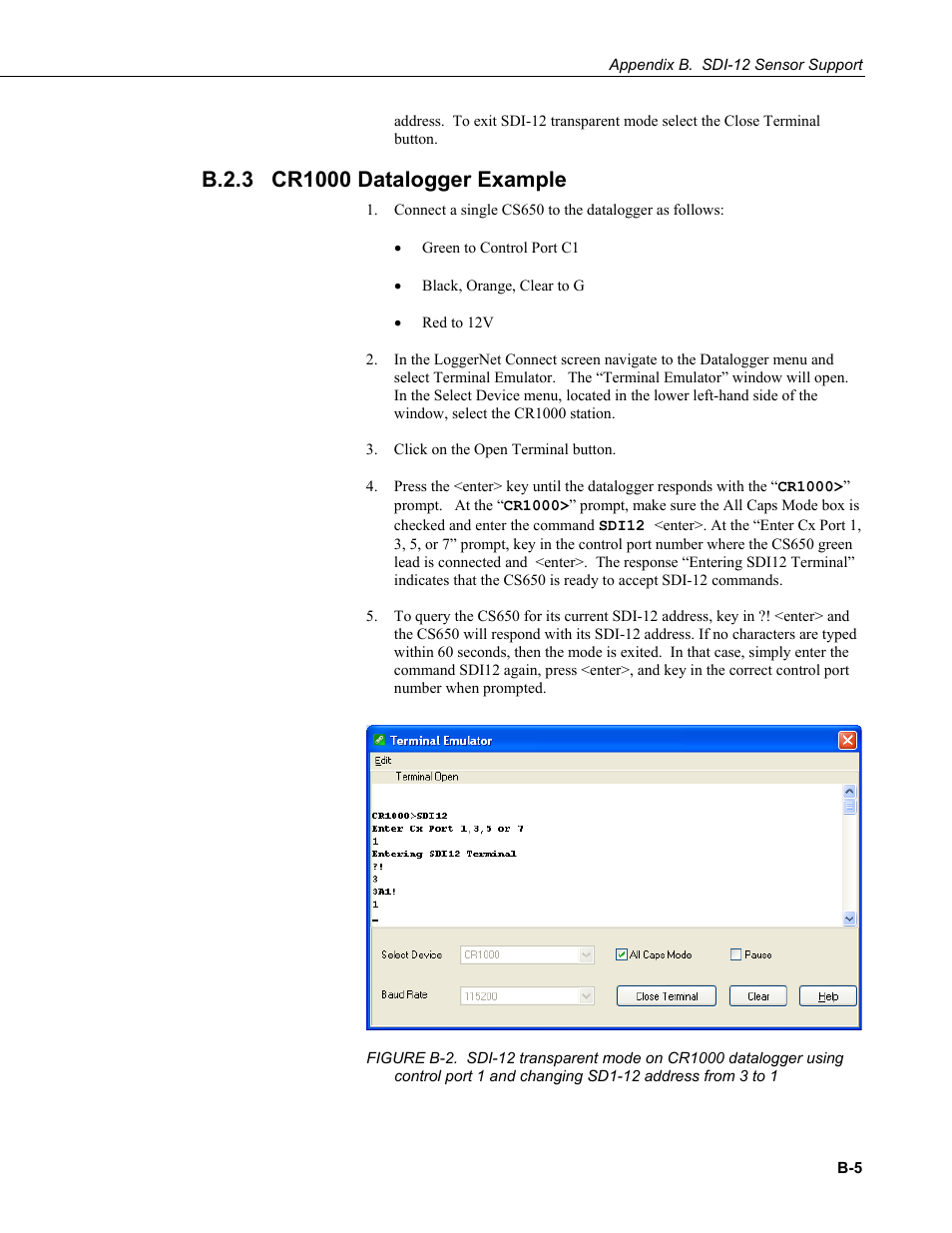 B.2.3 cr1000 datalogger example, B.2.3 | Campbell Scientific CS650 and CS655 Water Content Reflectometers User Manual | Page 51 / 56