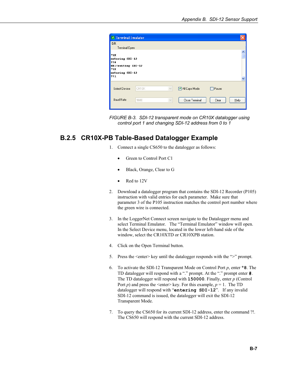 B.2.5 cr10x-pb table-based datalogger example, B.2.5 | Campbell Scientific CS650 and CS655 Water Content Reflectometers User Manual | Page 53 / 56