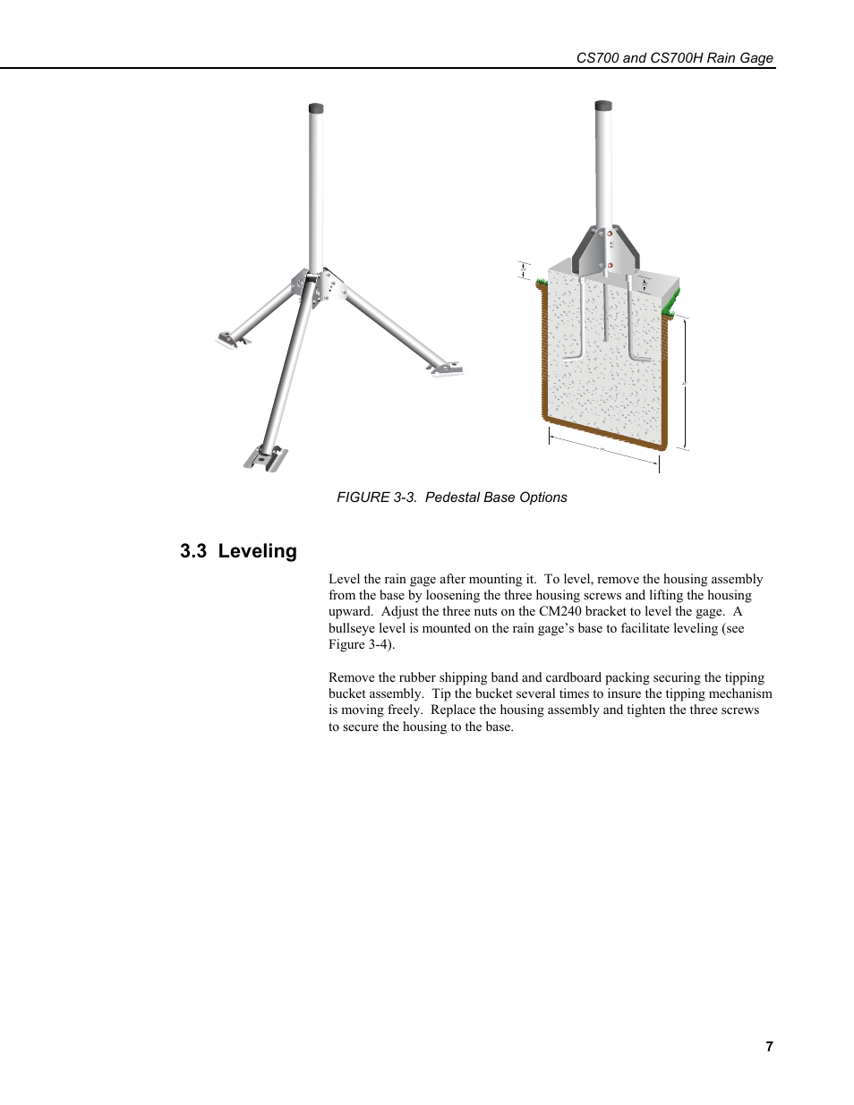 3 leveling | Campbell Scientific CS700 Tipping Bucket Rain Gage and CS700H Heated Rain Gage User Manual | Page 11 / 42