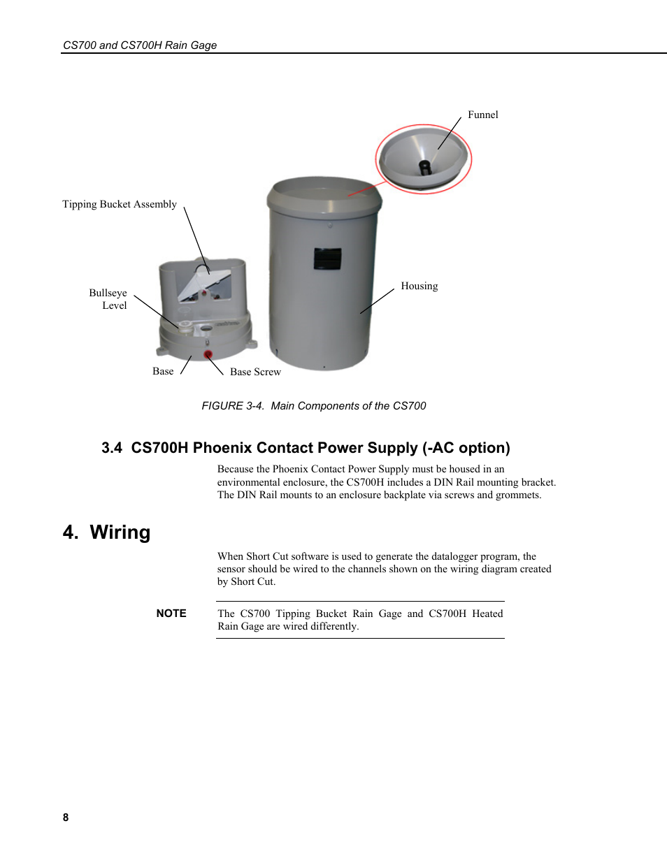 4 cs700h phoenix contact power supply (-ac option), Wiring | Campbell Scientific CS700 Tipping Bucket Rain Gage and CS700H Heated Rain Gage User Manual | Page 12 / 42
