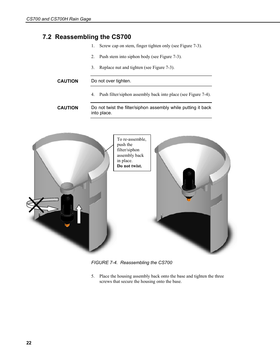 2 reassembling the cs700 | Campbell Scientific CS700 Tipping Bucket Rain Gage and CS700H Heated Rain Gage User Manual | Page 26 / 42