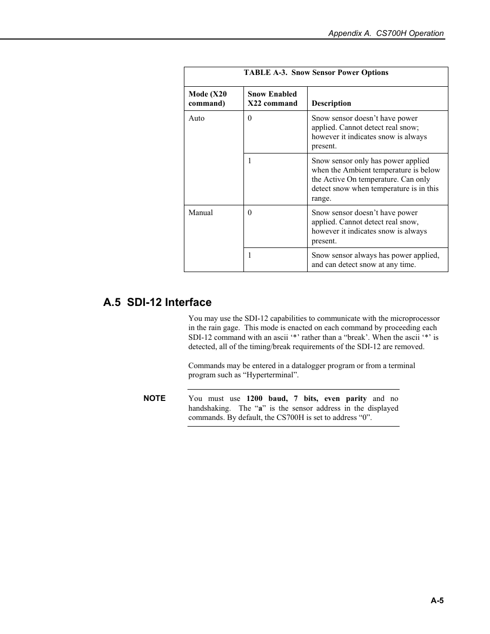 A.5 sdi-12 interface | Campbell Scientific CS700 Tipping Bucket Rain Gage and CS700H Heated Rain Gage User Manual | Page 33 / 42