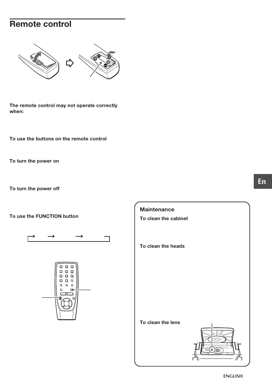 Remote control | Aiwa CA-DW538 User Manual | Page 5 / 12