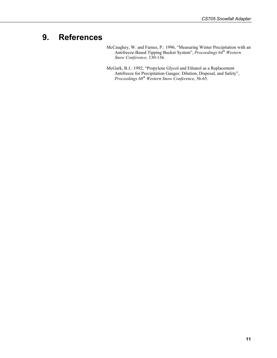 References | Campbell Scientific CS705 Tipping Bucket Snowfall Adapter User Manual | Page 17 / 28