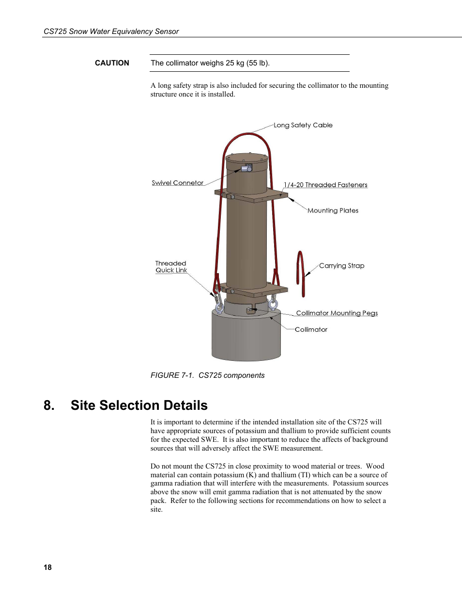 Site selection details, 1. cs725, Components | Campbell Scientific CS725 Snow Water Equivalency Sensor User Manual | Page 26 / 48