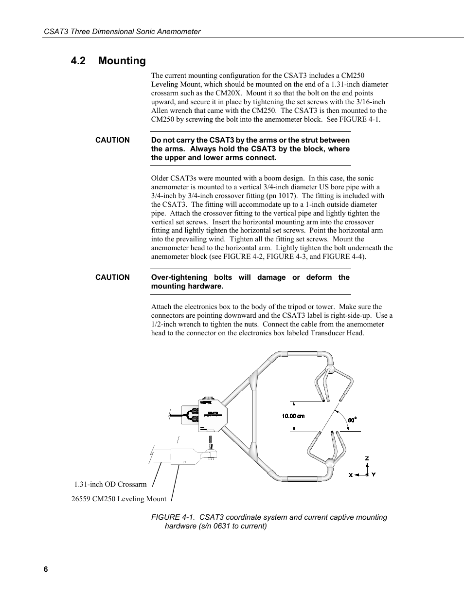 2 mounting, Mounting, S/n 0631 to current) | Campbell Scientific CSAT3 3-D Sonic Anemometer User Manual | Page 16 / 74