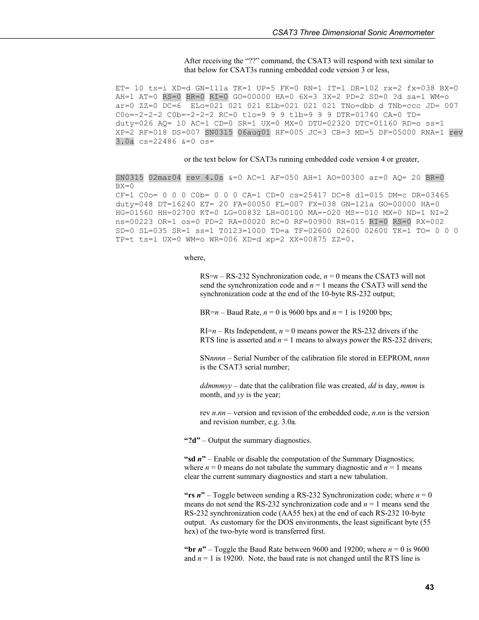 Campbell Scientific CSAT3 3-D Sonic Anemometer User Manual | Page 53 / 74