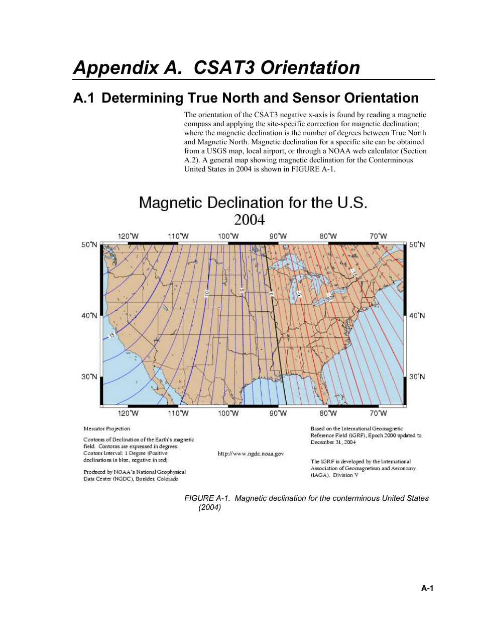 Appendix a. csat3 orientation, A.1 determining true north and sensor orientation | Campbell Scientific CSAT3 3-D Sonic Anemometer User Manual | Page 55 / 74