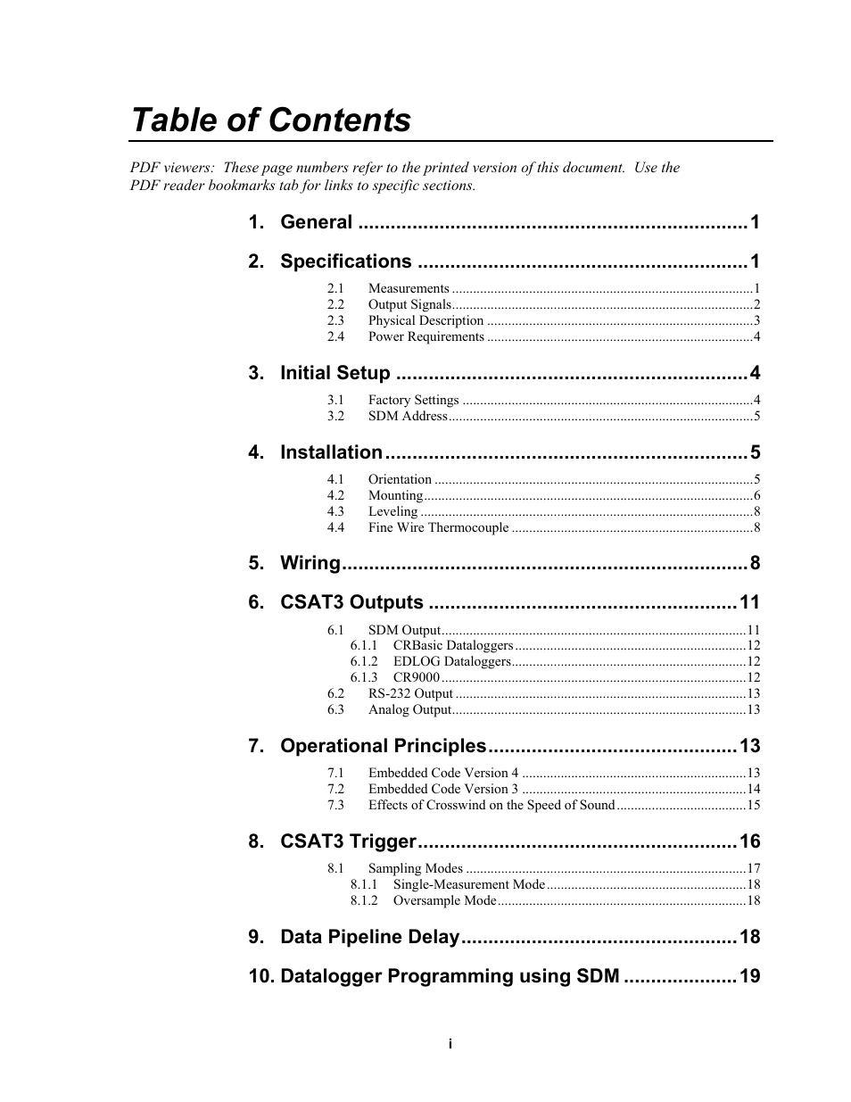 Campbell Scientific CSAT3 3-D Sonic Anemometer User Manual | Page 7 / 74