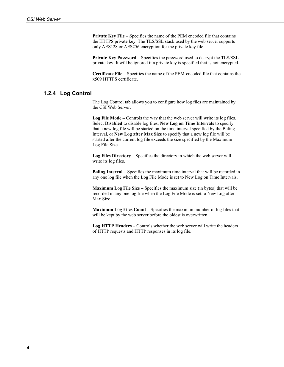 4 log control, Log control | Campbell Scientific CSI Web Server User Manual | Page 10 / 34
